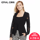 艾莱依时尚蕾丝拼接长袖修身西装外套女春2016新款ERAL30021-EXAB