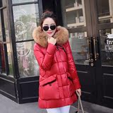 2016新款冬季女装韩版斗篷A字型貉子大毛领羽绒服中长款加厚外套