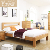 即木家居全实木北欧宜家现代简约白橡木卧室家具1.5/1.8米双人床