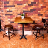美式loft复古做旧铁艺实木酒吧桌椅三件套咖啡厅阳台桌椅休闲组合
