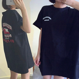 夏装新款韩版宽松中长款短袖T恤篮球衣服女装潮韩国复古原宿bf风