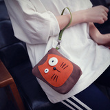 新款迷你韩国女可爱卡通大脸猫手拿帆布小钱包布艺硬币零钱小包包
