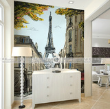 巴黎埃菲尔铁塔手绘墙纸 特价定制大型壁画 玄关背景墙客厅壁纸