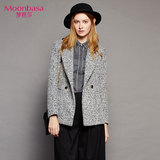 Moonbasa/梦芭莎OL气质修身简约中长圈圈纯色羊毛呢西装外套 女