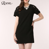 ROEM韩国罗燕夏季新品女装圆领镂空袖连衣裙RCOW42472P专柜正品