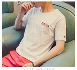 时尚男装简单时尚夏装短袖t恤圆领简单韩版修身T恤学院风