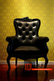 美式欧式实木雕花老虎椅 黑色真皮休闲椅 新古典后现代老板椅书椅