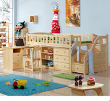 芬兰松半高床踏步床梯柜床多功能自由组合家具斗柜书桌儿童床特价