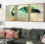 沙发背景墙有框三联画现代简约客厅装饰画 卧室欧式壁画挂画墙画
