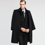2015新款男士品牌风衣 羊绒羊毛呢大衣长款外套 中老年男装厚款