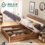 热卖预林氏木业现代时尚板式床1.5米1.8气动高箱储物双人床大床CP