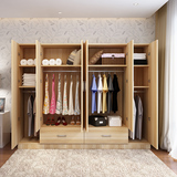 衣柜实木现代简约组装整体木质板式4门5门6门卧室儿童储物大衣橱