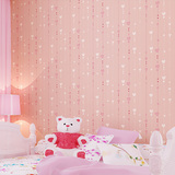 儿童房墙纸 女孩温馨 超纤环保无纺布卡通粉色壁纸 卧室床头背景