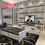 帝标 钢化玻璃大户型现代简约电视柜茶几组合烤漆可伸缩客厅家具