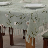馨相伴桌布布艺田园棉麻欧美式餐桌椅垫套装订做圆长方形茶几台布