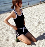 韩国代购紧身弹力健身瑜伽休闲服短裤运动背心两件套装女夏季薄款
