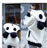 秋冬装新款韩版熊猫耳朵长袖外套女毛绒加厚春秋可爱学生情侣卫衣
