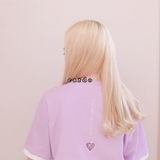 韩国ulzzang原宿学院风蓝莓爱心紫色刺绣LOVE字母短袖T恤女姐妹装