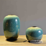 现代欧式福禄饱满翡翠绿陶瓷花器花瓶摆件客厅家居软装饰品工艺品