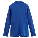 佐丹奴外套女装知性弹力修身针织西装女中长款蓝色单西服01374307