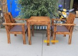 防腐实木碳化户外家具 酒吧庭院阳台茶楼咖啡桌椅 组合套件