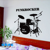架子鼓乐器贴纸 音乐布置墙贴 舞厅教室卧室客厅沙发背景时尚装饰