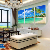 圣蓝诺 客厅装饰画冰晶玻璃挂画无框画现代简约画三联画海景壁画
