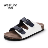 Westlink西遇男鞋2016夏季新款一字软木拖鞋凉拖休闲男士沙滩拖