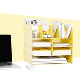 多层整理置物架木制创意多功能桌面收纳盒书架 木质办公用品文件