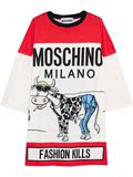 美国代购 Moschino/莫斯奇诺 女士大廓形印花纯棉 T 恤式连衣裙