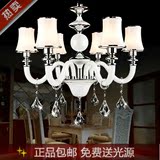 现代简约客餐厅灯具简欧时尚白玉玻璃水晶灯创意个性白色铁艺吊灯