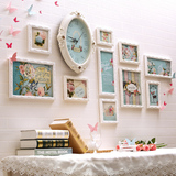 照片墙 长方形相框 欧式创意相片墙花语时钟客厅卧室宝宝挂墙组合