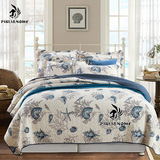 美式海洋风格绗缝三件套 外贸出口全棉空调被夏凉被美式床盖