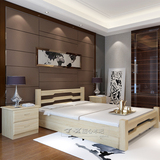 包邮简约现代实木床1.8米1.5松木床单人床1.2米全白色中式双人床