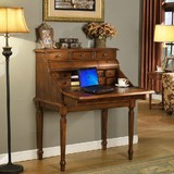 实木家具定制美式书桌电脑桌琴柜梳妆台多功能柜实木