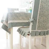 欧式现代简约棉麻布艺美式乡村桌布椅套套装 清新餐桌布台布椅垫