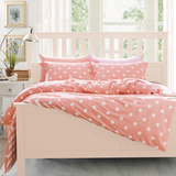 公主儿童全棉被套韩版床上用品4四件套粉色北欧风格纯棉圆点床单