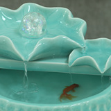招财风水球鱼缸流水摆件室内客厅办公桌桌面陶瓷喷泉水景加湿器