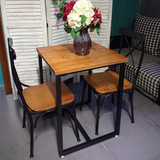 铁艺实木正方形餐桌椅组合复古做旧家具办公桌电脑桌4-6人餐桌椅