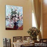 菊花 莫奈 抽象画花卉油画单幅背景墙面画卧室玄关餐厅走廊无框画