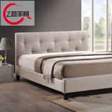 美式布艺床 简约现代双人床 小户型1.8米布床 北欧宜家 拉扣布床