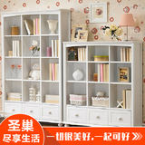 韩式简约现代书柜书架象牙白实木置物柜自由组合收纳柜宜家储物柜