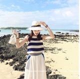 MYQ2016夏装新款韩版T恤修身短款条纹背心针织无袖打底衫上衣女潮