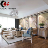新中式原木色沙发组合现代中式仿古禅意沙发酒店样板房家具定制