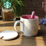 星巴克樱花马克杯带盖勺创意陶瓷咖啡杯女欧式简约水杯办公室杯子