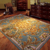 定做高端欧美式新西兰进口金色纯羊毛卧室客厅手工立体厚地毯地垫