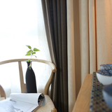 简约美式乡村现代中式日式纯色拼接米色咖色棉麻客厅卧室窗帘定制