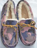 冬季韩版真皮羊毛蝴蝶结毛毛鞋加绒保暖棉鞋迷彩豆豆鞋雪地鞋