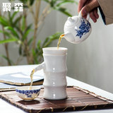 聚森 陶瓷茶滤 白瓷茶漏网 茶具配件 泡茶器 浮雕茶叶过滤器 茶隔