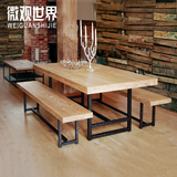 美式艺术组装乡村铁艺书桌风格工作台办公桌复古实木客厅桌椅特价